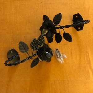 Set of 2 Black floral Curtain tie backs